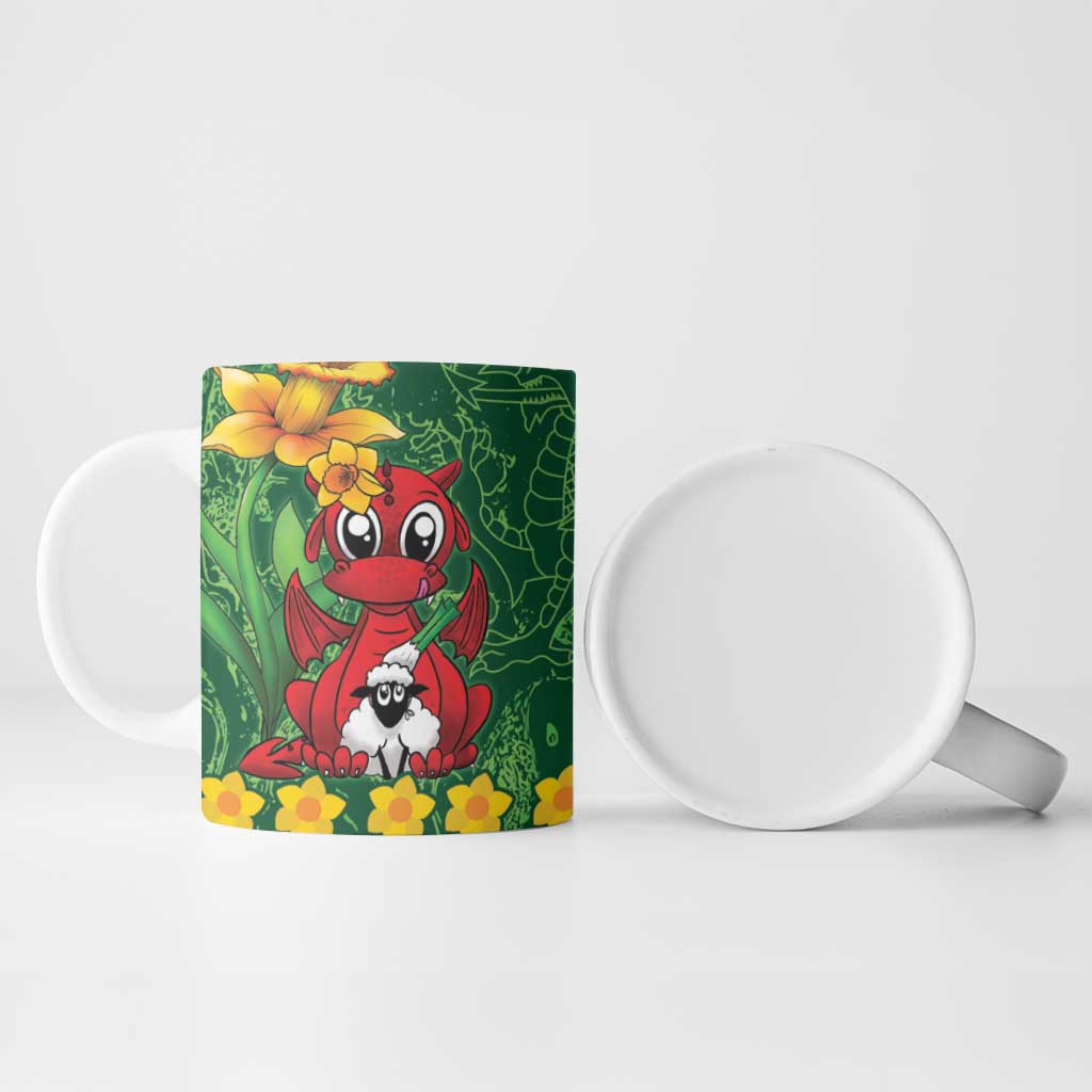 Saint David's Day Ceramic Mug Welsh Dragons Yellow Daffodils - Wonder Print Shop