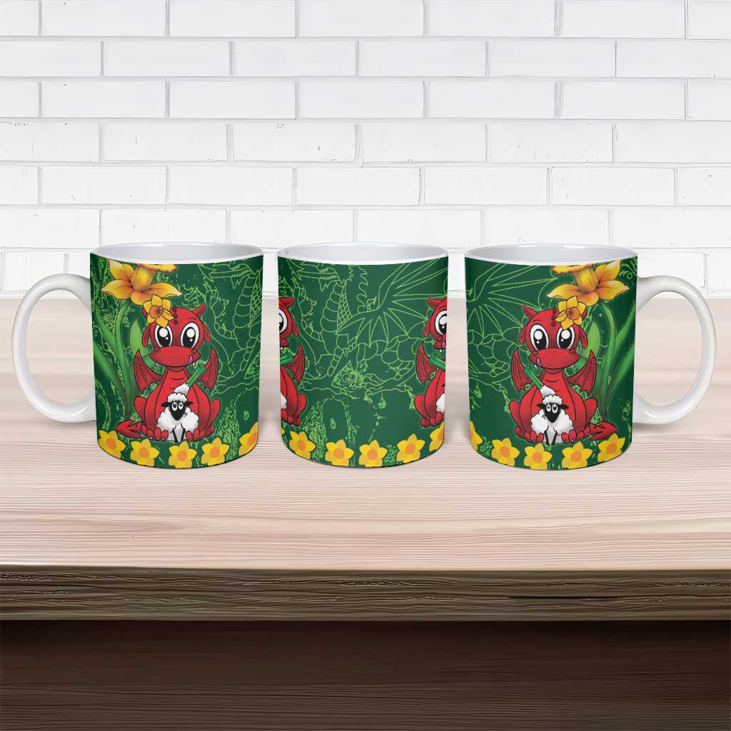 Saint David's Day Ceramic Mug Welsh Dragons Yellow Daffodils - Wonder Print Shop