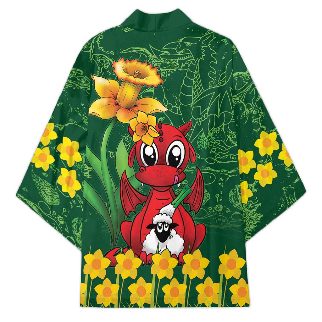 Saint David's Day Kimono Welsh Dragons Yellow Daffodils - Wonder Print Shop