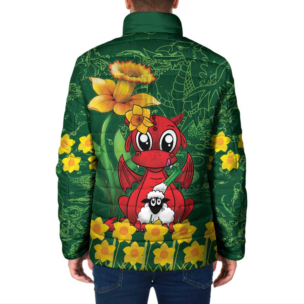 Saint David's Day Padded Jacket Welsh Dragons Yellow Daffodils - Wonder Print Shop