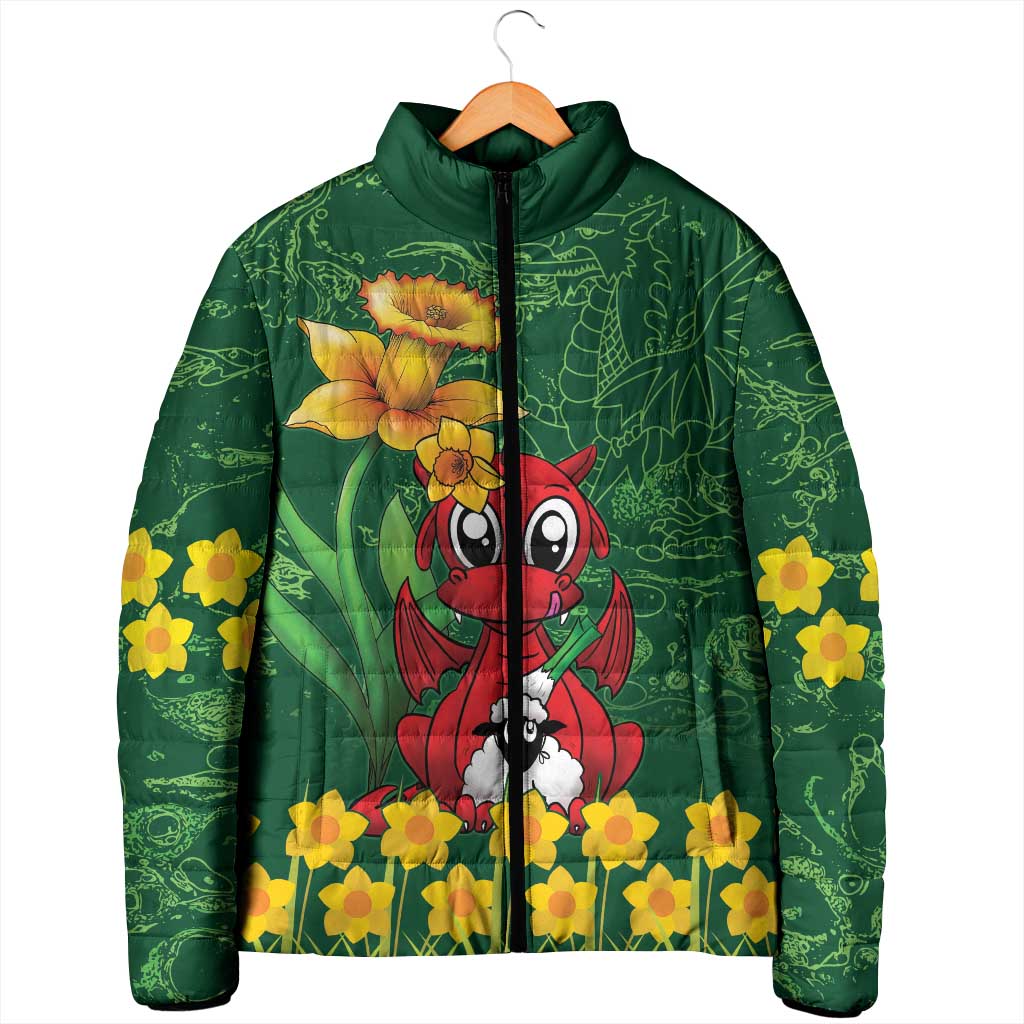 Saint David's Day Padded Jacket Welsh Dragons Yellow Daffodils - Wonder Print Shop