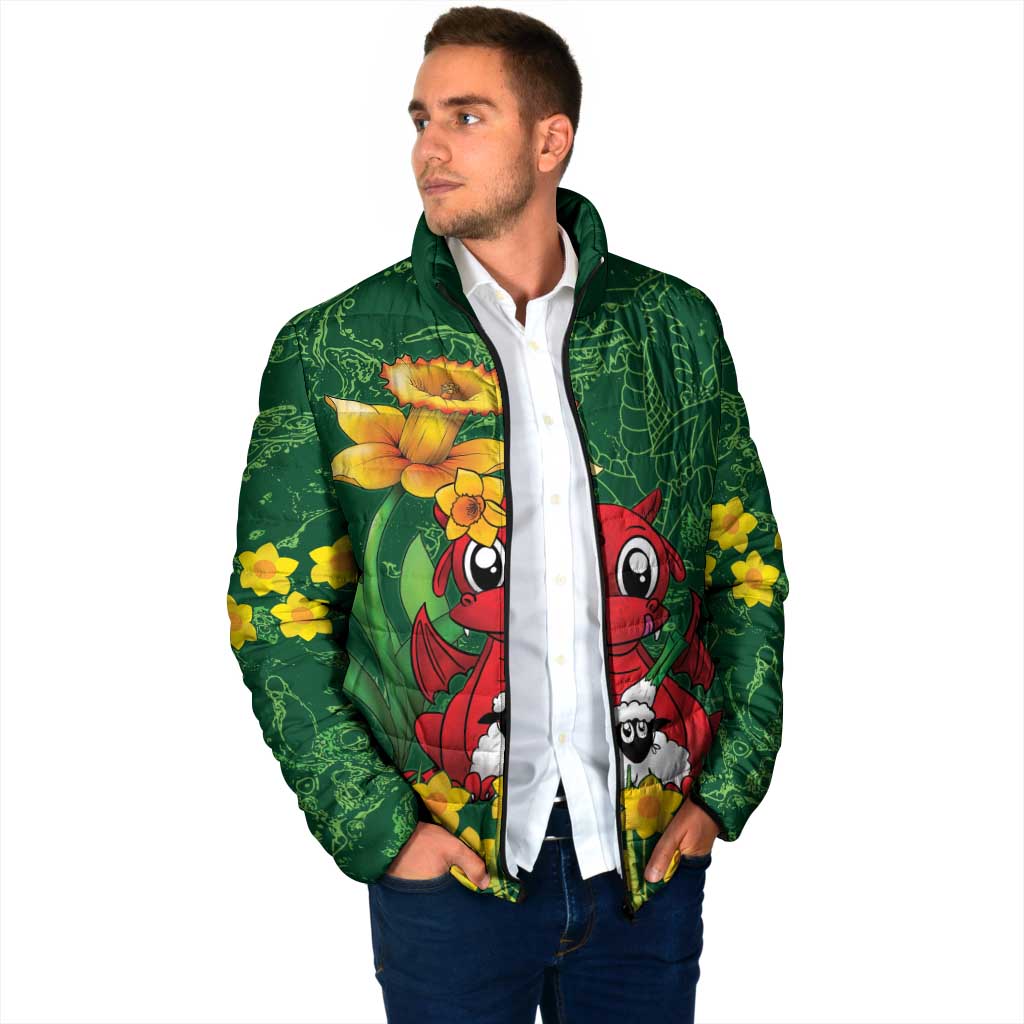 Saint David's Day Padded Jacket Welsh Dragons Yellow Daffodils - Wonder Print Shop