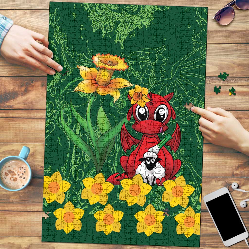 Saint David's Day Puzzle Welsh Dragons Yellow Daffodils - Wonder Print Shop