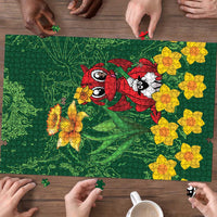 Saint David's Day Puzzle Welsh Dragons Yellow Daffodils - Wonder Print Shop