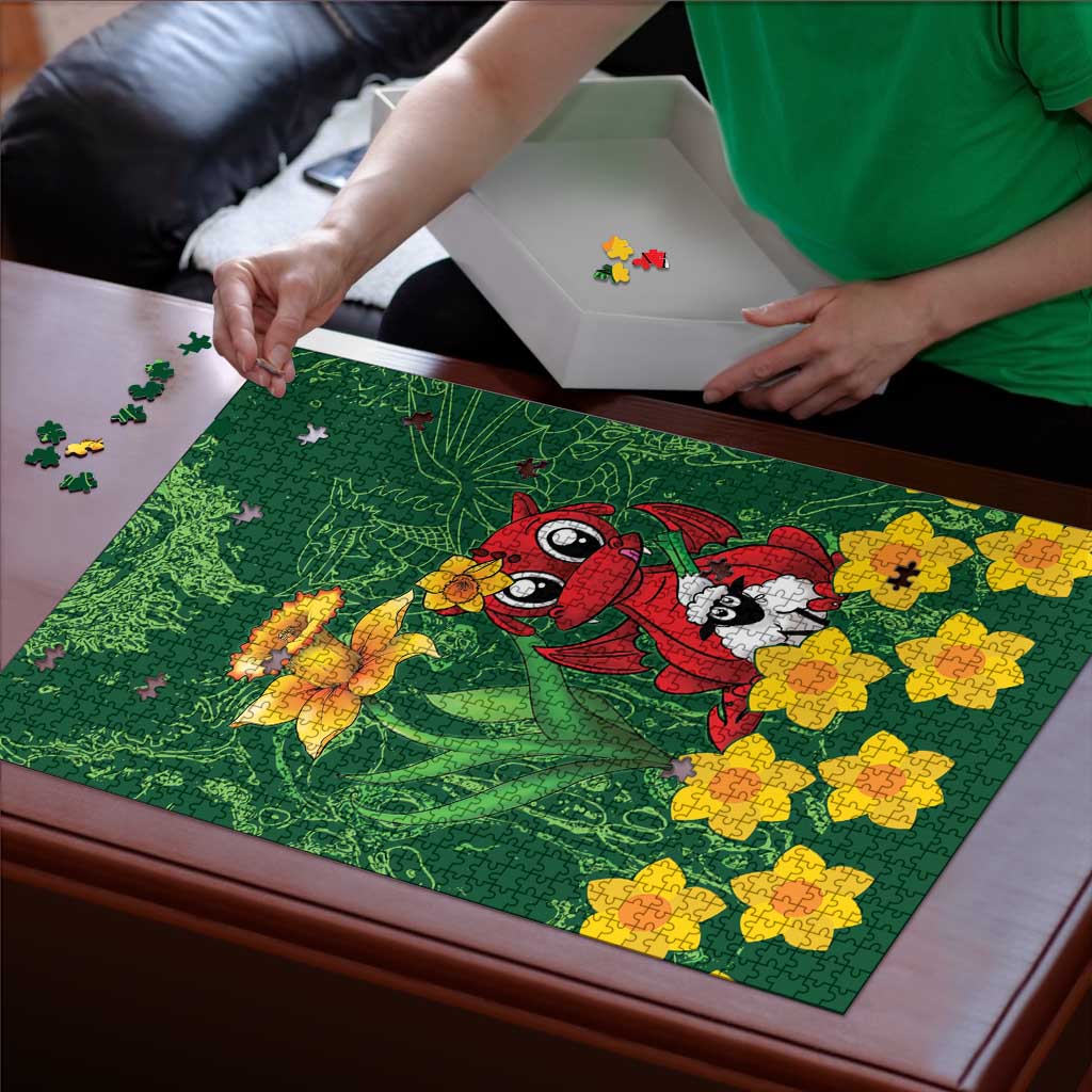 Saint David's Day Puzzle Welsh Dragons Yellow Daffodils - Wonder Print Shop