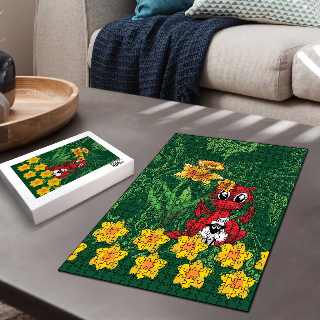 Saint David's Day Puzzle Welsh Dragons Yellow Daffodils - Wonder Print Shop