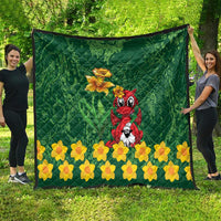 Saint David's Day Quilt Welsh Dragons Yellow Daffodils - Wonder Print Shop