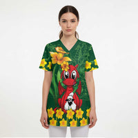 Saint David's Day Scrub Top Welsh Dragons Yellow Daffodils - Wonder Print Shop