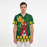 Saint David's Day Scrub Top Welsh Dragons Yellow Daffodils - Wonder Print Shop