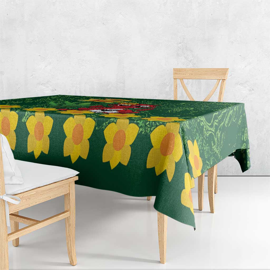 Saint David's Day Tablecloth Welsh Dragons Yellow Daffodils - Wonder Print Shop