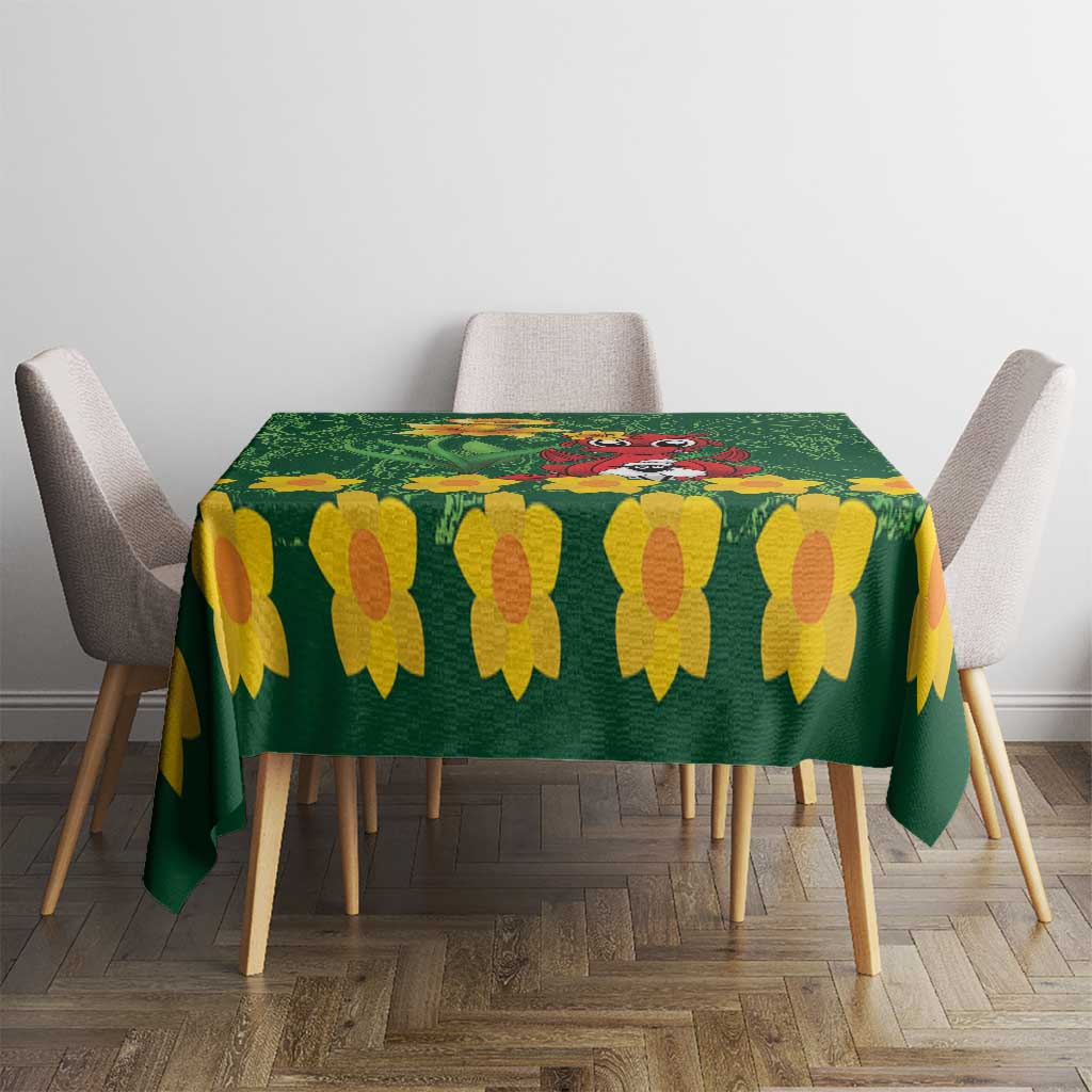 Saint David's Day Tablecloth Welsh Dragons Yellow Daffodils - Wonder Print Shop