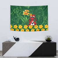 Saint David's Day Tapestry Welsh Dragons Yellow Daffodils - Wonder Print Shop