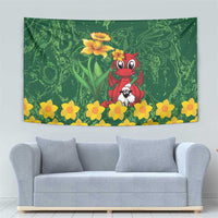 Saint David's Day Tapestry Welsh Dragons Yellow Daffodils - Wonder Print Shop