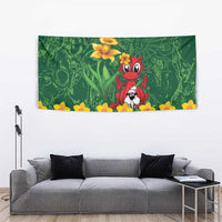 Saint David's Day Tapestry Welsh Dragons Yellow Daffodils - Wonder Print Shop