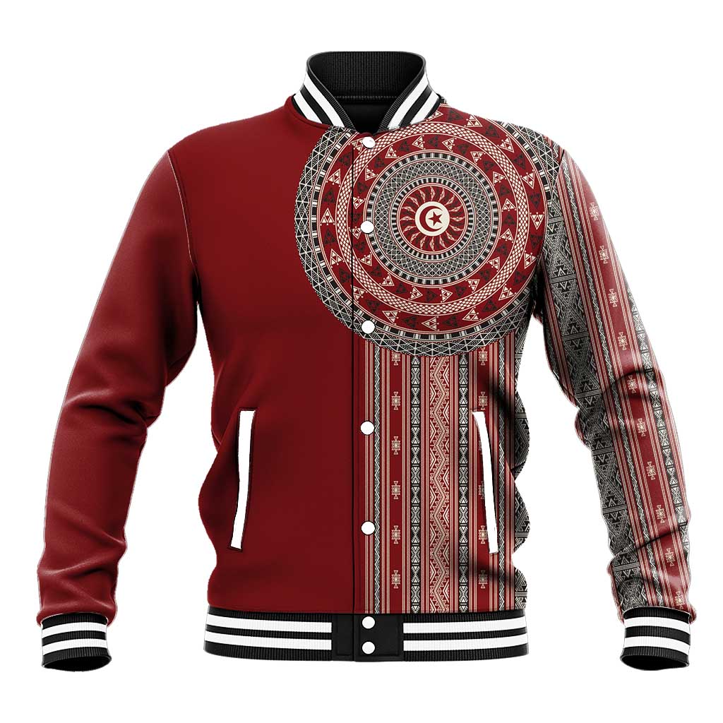 Tunisia Bakhnug Motif Baseball Jacket Traditional Tunisian Embroidery Inspired - Wonder Print Shop
