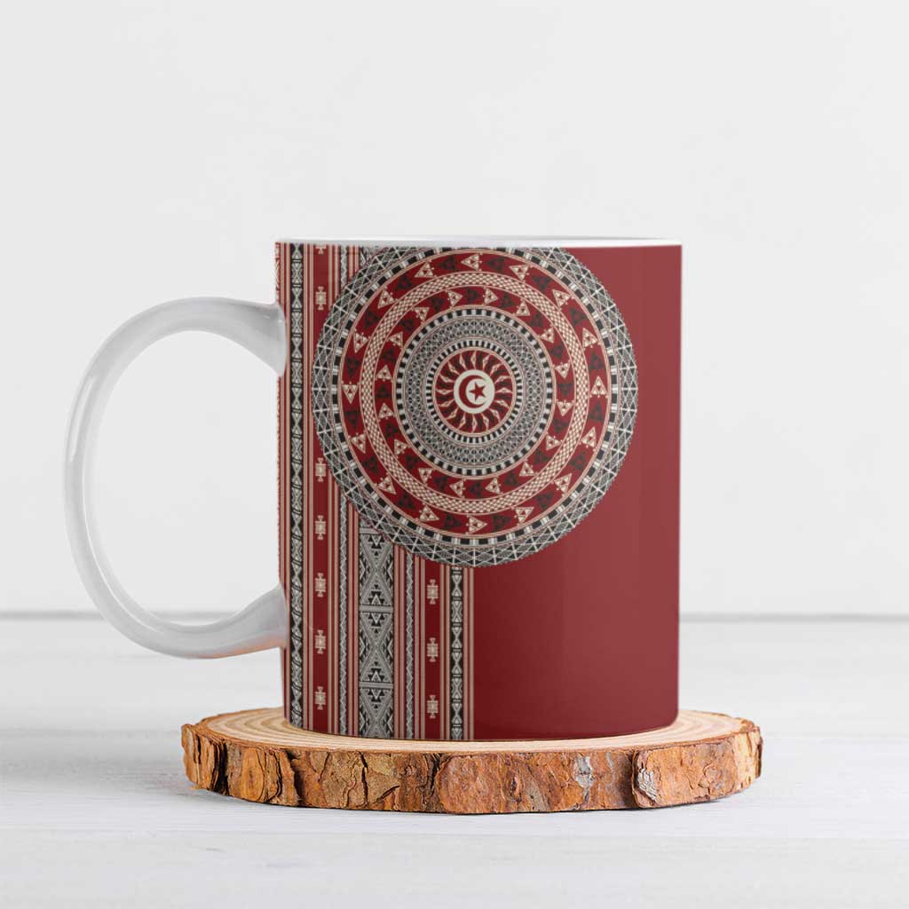 Tunisia Bakhnug Motif Ceramic Mug Traditional Tunisian Embroidery Inspired - Wonder Print Shop