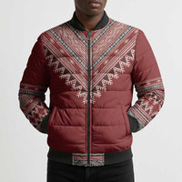 Tunisian Embroidery Pattern Bomber Puffer Jacket - Wonder Print Shop