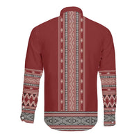 Tunisian Embroidery Pattern Long Sleeve Button Shirt - Wonder Print Shop