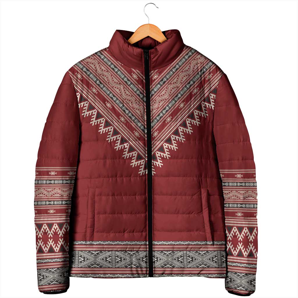 Tunisian Embroidery Pattern Padded Jacket - Wonder Print Shop