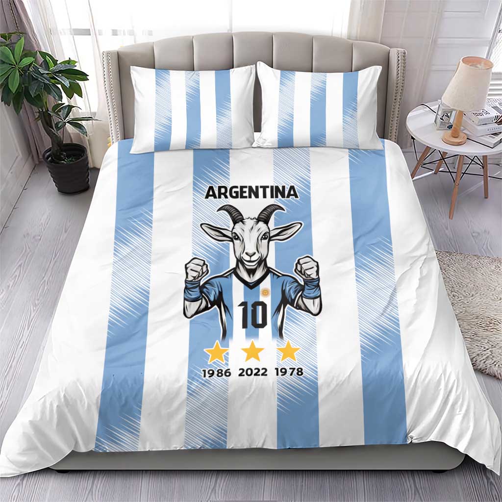 Blue Argentina 10 Goat Bedding Set History Champions World Cup