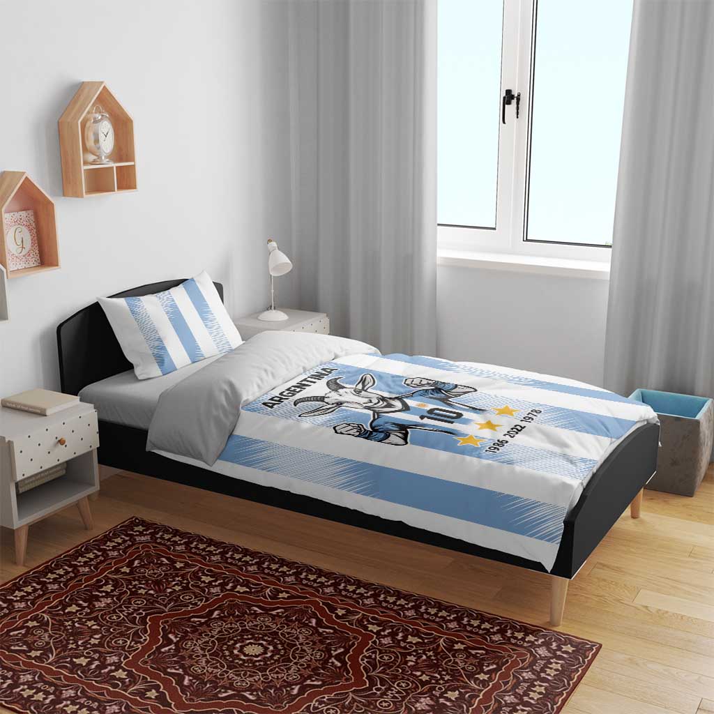 Blue Argentina 10 Goat Bedding Set History Champions World Cup
