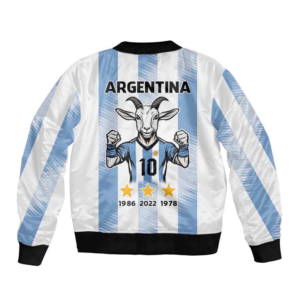 Blue Argentina 10 Goat Bomber Jacket History Champions World Cup