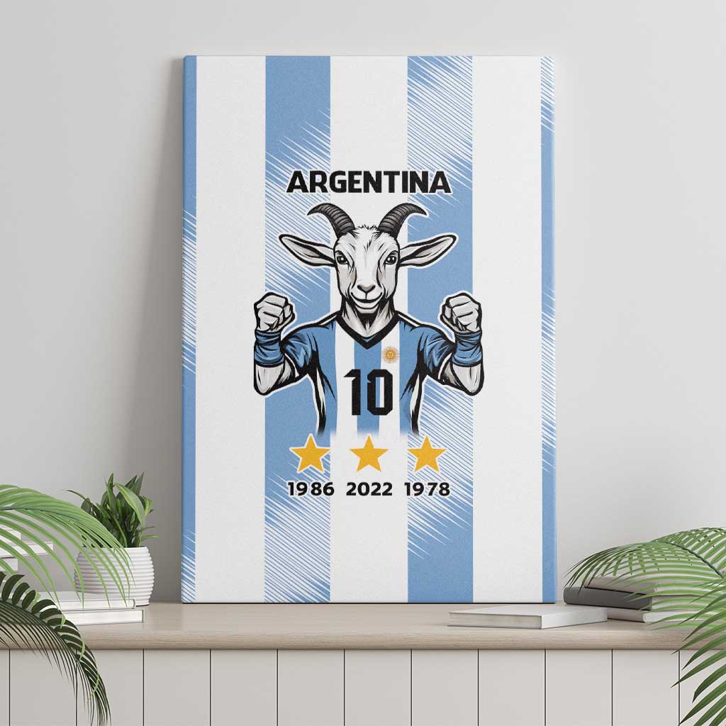 Argentina goat number 10 blue canvas wall art, vertical stripes and gold star highlights