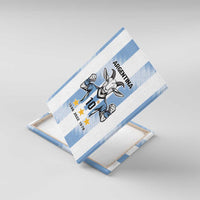 Argentina goat number 10 blue canvas wall art, angled view with vertical stripe pattern