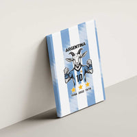 Argentina goat number 10 blue canvas wall art with vertical stripes and gold star accents