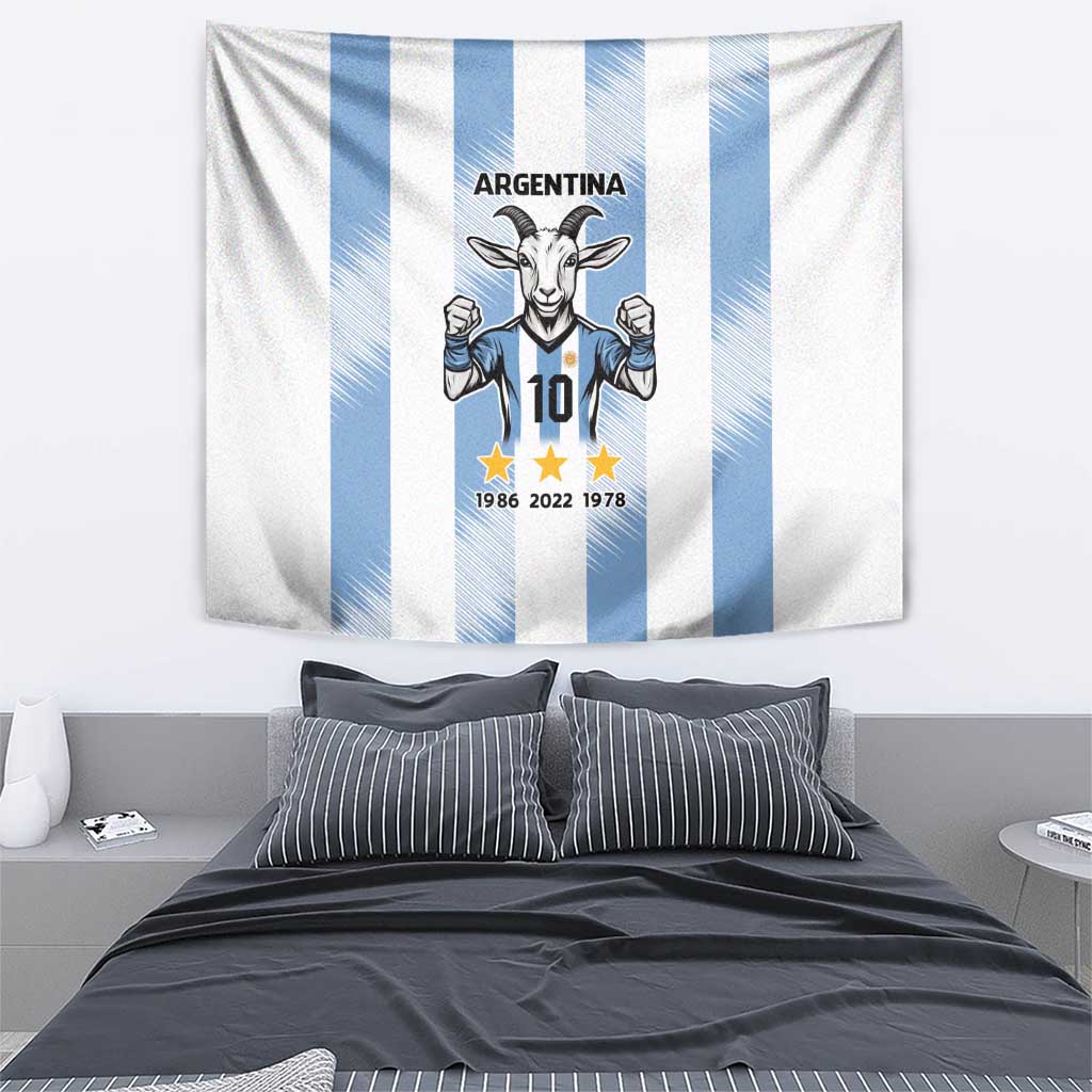Blue Argentina 10 Goat Tapestry History Champions World Cup
