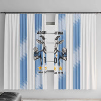 Blue and white Argentina goat soccer window curtain panels with star accents and numbers