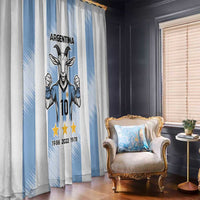 Blue and white Argentina goat soccer curtain panels with player graphic and stars