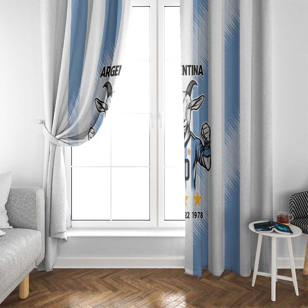 Blue and white Argentina goat soccer curtain panels with vertical stripe pattern