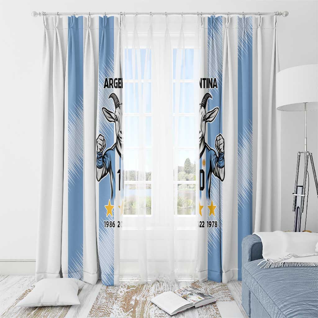 Blue and white Argentina goat soccer curtain set with star and number graphics