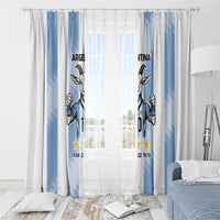 Blue and white Argentina goat soccer curtain set with star and number graphics