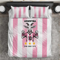 Pink Argentina goat bedding set: white/pink striped duvet with goat 10 and stars print