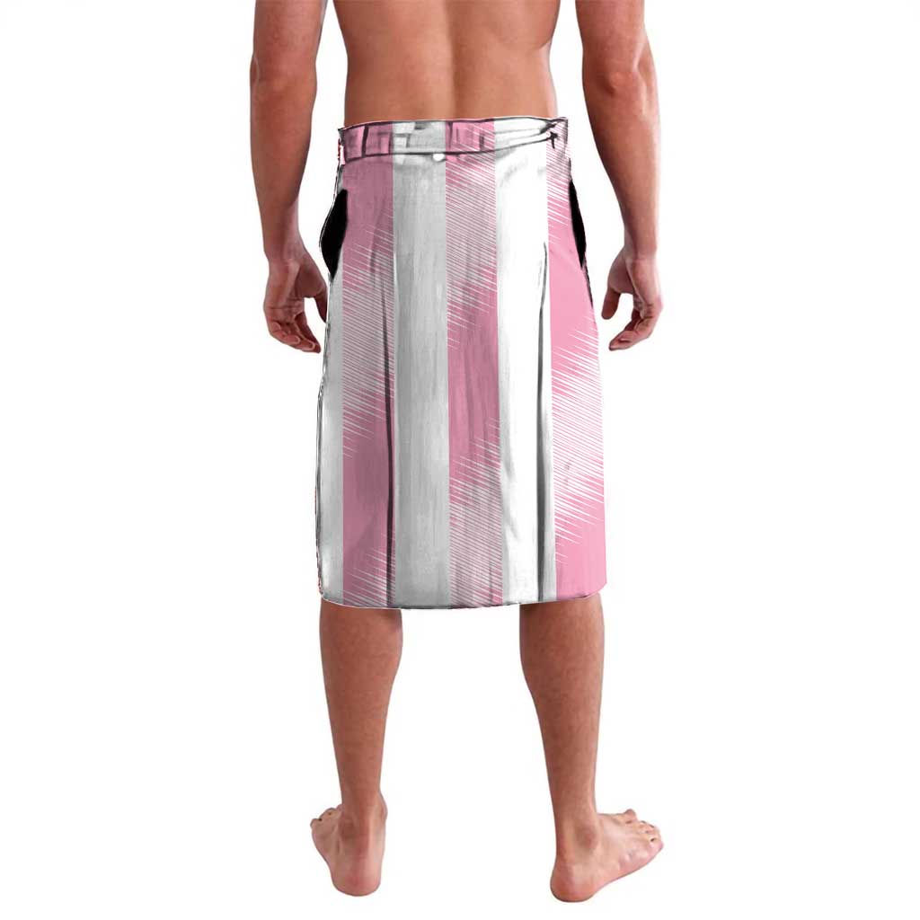 Pink and white striped Argentina lavalava shorts with elastic waistband