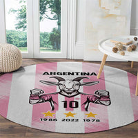 Pink circular Argentina goat rug with 'ARGENTINA' banner, '10' jersey graphic, and stars