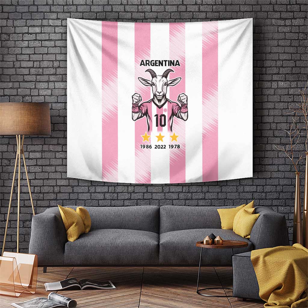 Pink Argentina 10 Goat Tapestry History Champions World Cup