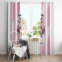 Pink Argentina goat window curtain with vertical stripes and star accents on curtain panels