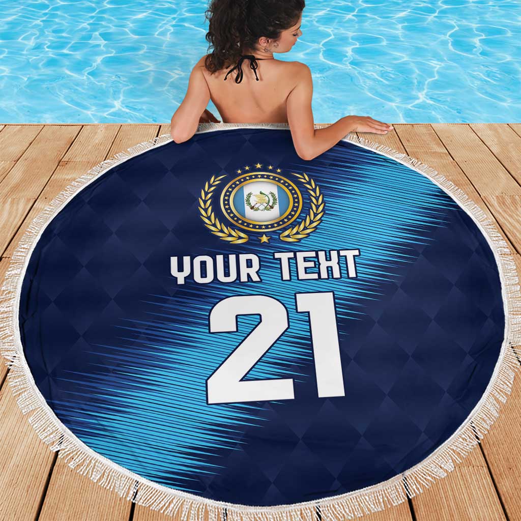 Guatemala Football Custom Beach Blanket Go Los Chapines Blue Pattern