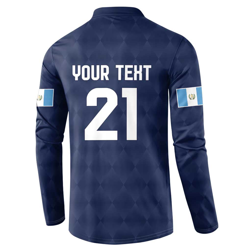 Guatemala Football Custom Button Sweatshirt Go Los Chapines Blue Pattern