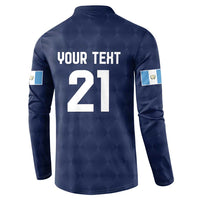 Guatemala Football Custom Button Sweatshirt Go Los Chapines Blue Pattern