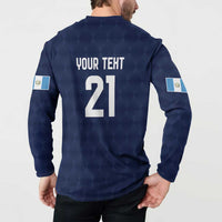 Guatemala Football Custom Button Sweatshirt Go Los Chapines Blue Pattern