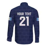 Unisex blue custom football shirt back with number 21 and YOUR TEXT print