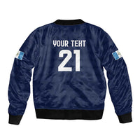 Guatemala Football Custom Sleeve Zip Bomber Jacket Go Los Chapines Blue Pattern