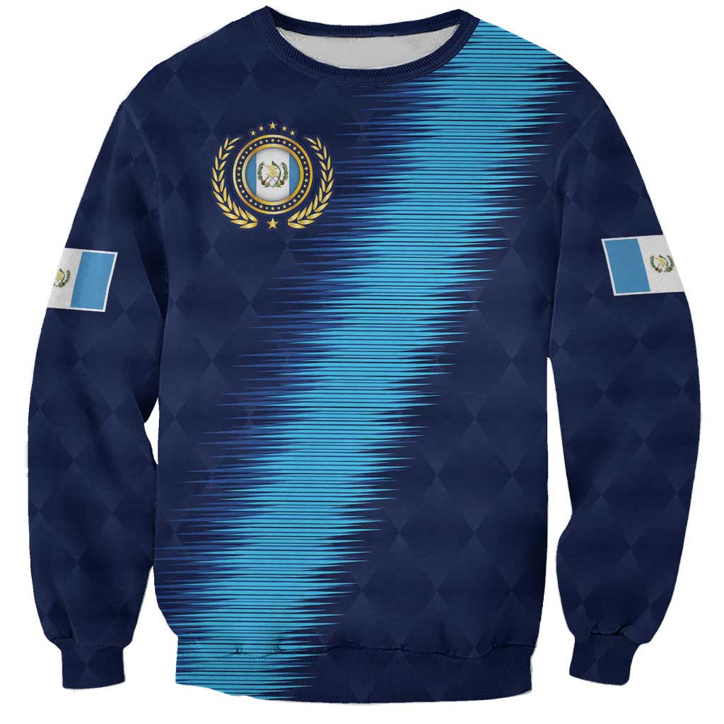 Guatemala Football Custom Sweatshirt Go Los Chapines Blue Pattern