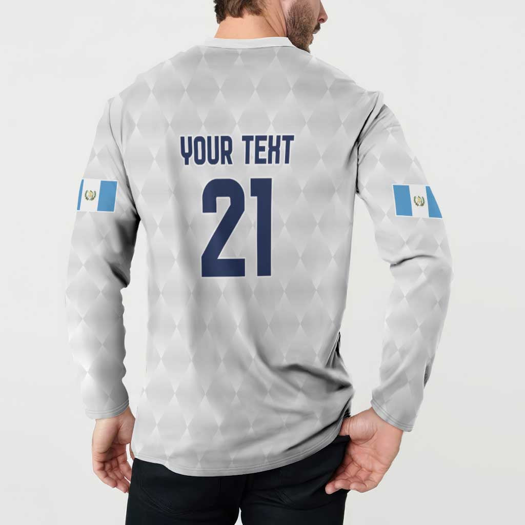 Guatemala Football Custom Button Sweatshirt Go Los Chapines White Pattern