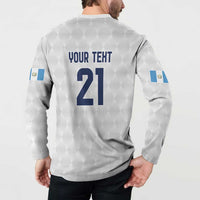 Guatemala Football Custom Button Sweatshirt Go Los Chapines White Pattern