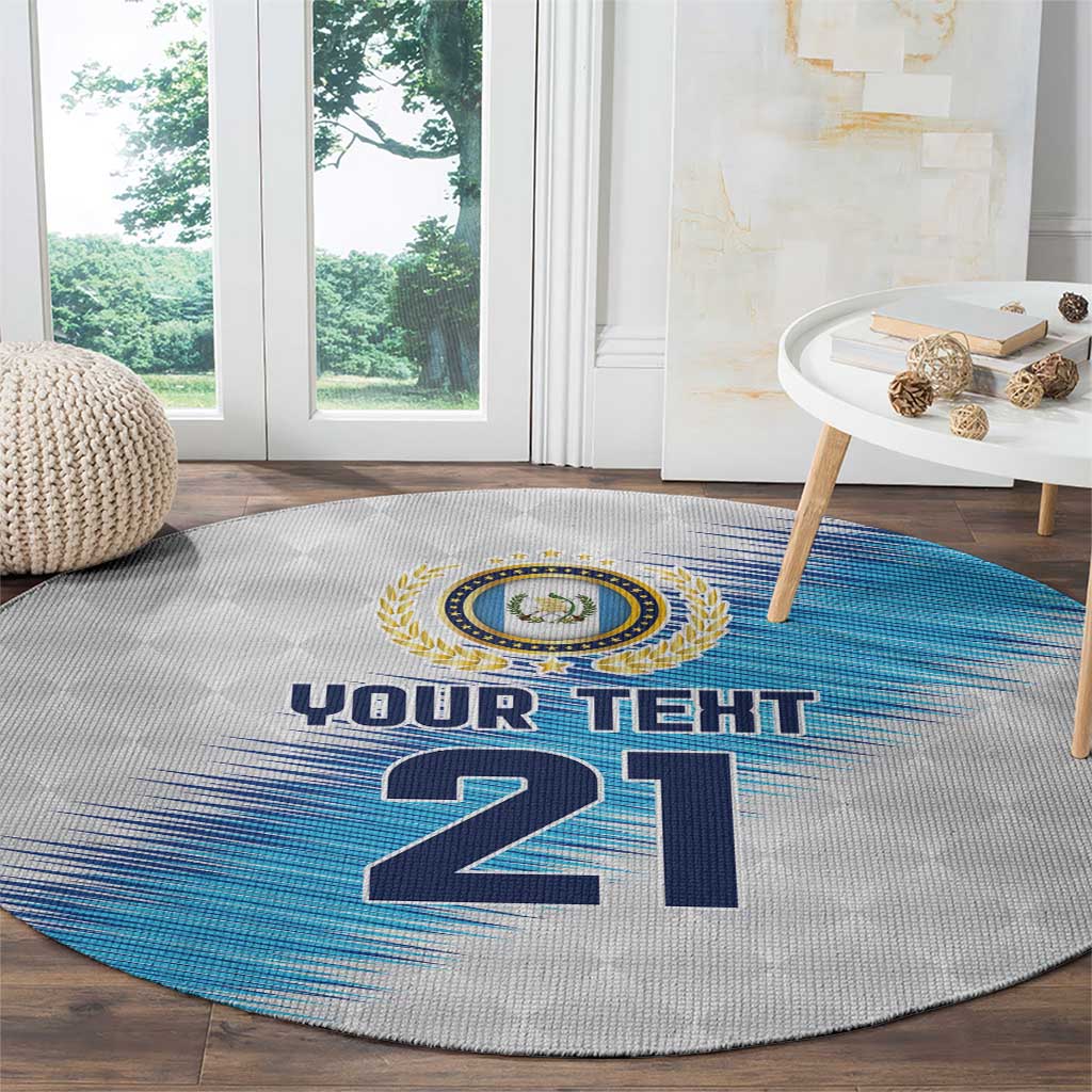 Guatemala Football Custom Round Carpet Go Los Chapines White Pattern